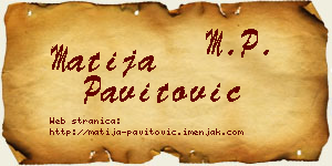 Matija Pavitović vizit kartica